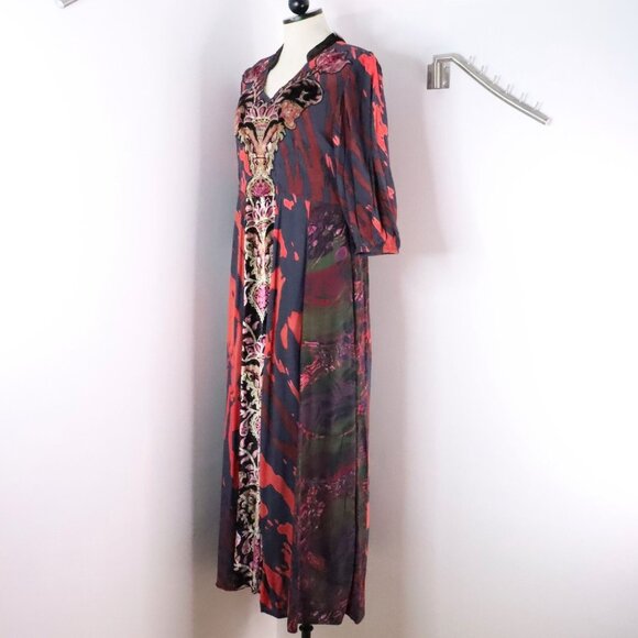 New Soft Surroundings Women's 8 Epiphany Mauve Cheetah Boho Kaftan Maxi Dress - Picture 3 of 13